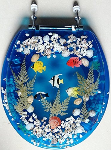 Transparent Blue Acrylic Seashell Tropical Fish Toilet Seat