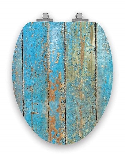 Worn Blue Paint Stylish Toilet Seat